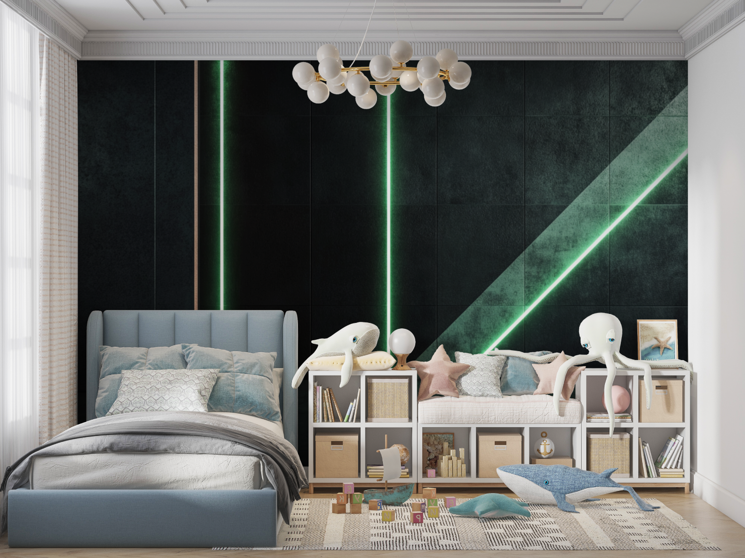 Papier peint chambre futuriste enfants panoramique garcon