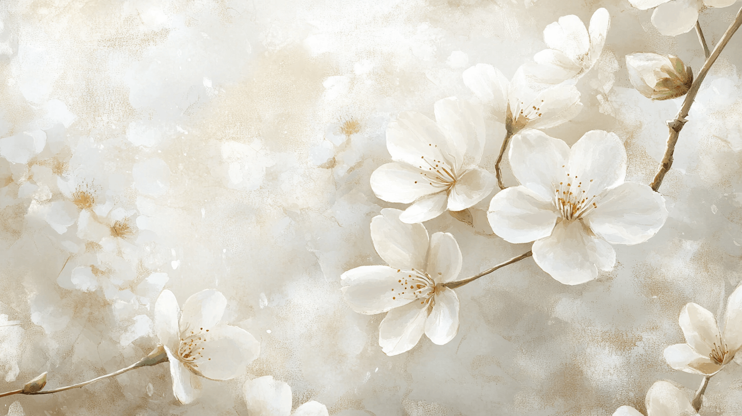 Papier Peint Aquarelle Fleurs Blanches Abstraites