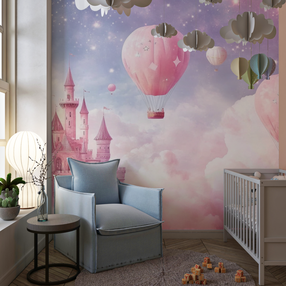 Papier peint chateau rose chambre fille chambre de fille