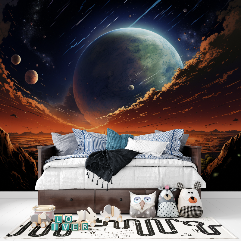 Papier peint trompe loeil espace panoramique garcon