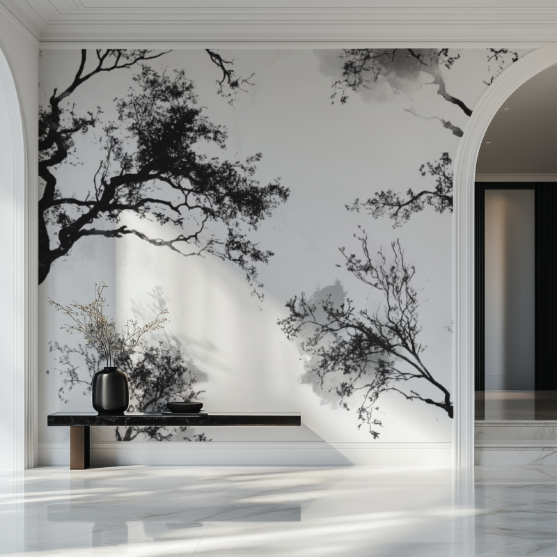 Papier peint arbre noir salon beau
