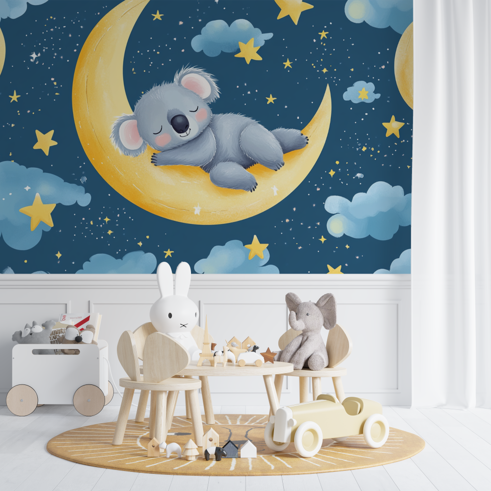 Papier peint koala endormi sur ...nt de lune chambre de bebe
