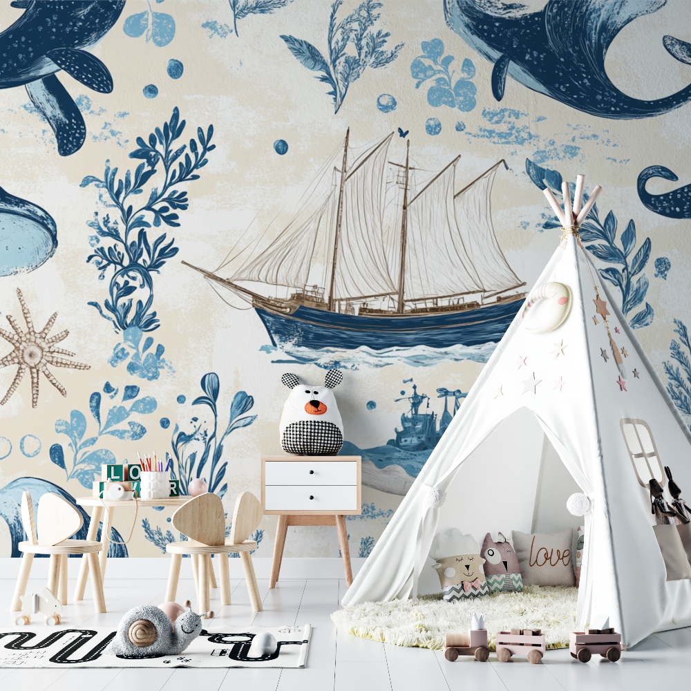 Papier peint marin nautique et ocean chambre bebe