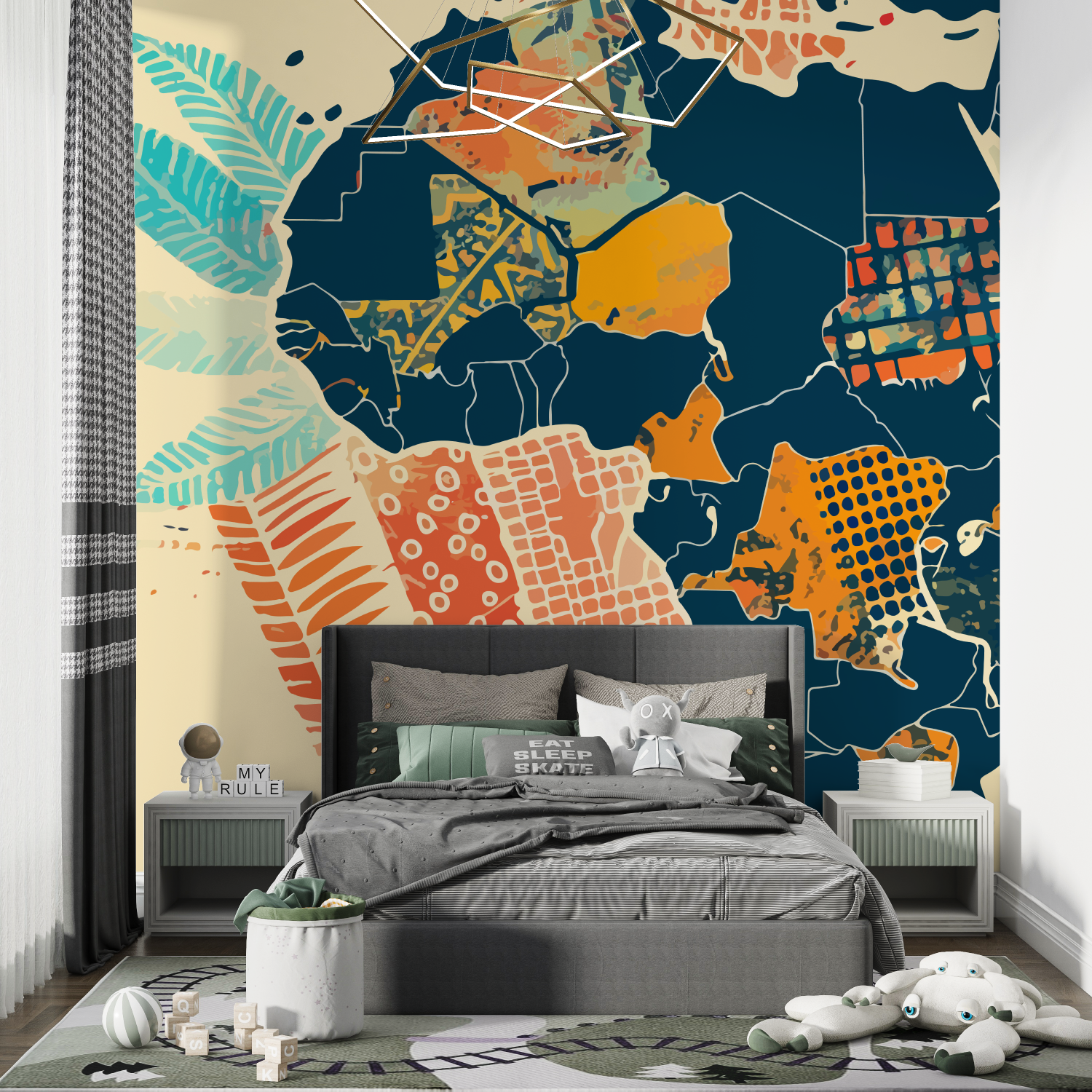 Papier peint carte du monde africa chambre de garcon