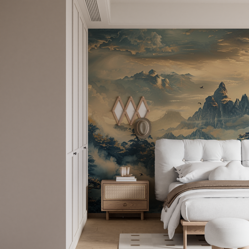 Papier peint panoramique paysage japonais mural