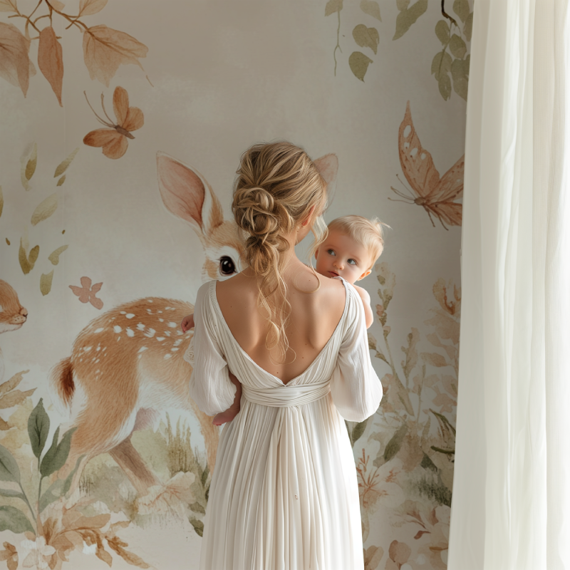 Papier peint foret doux bebe bb123