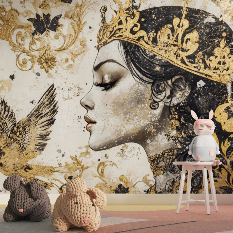 Papier peint princesse doree tapisserie pour fille