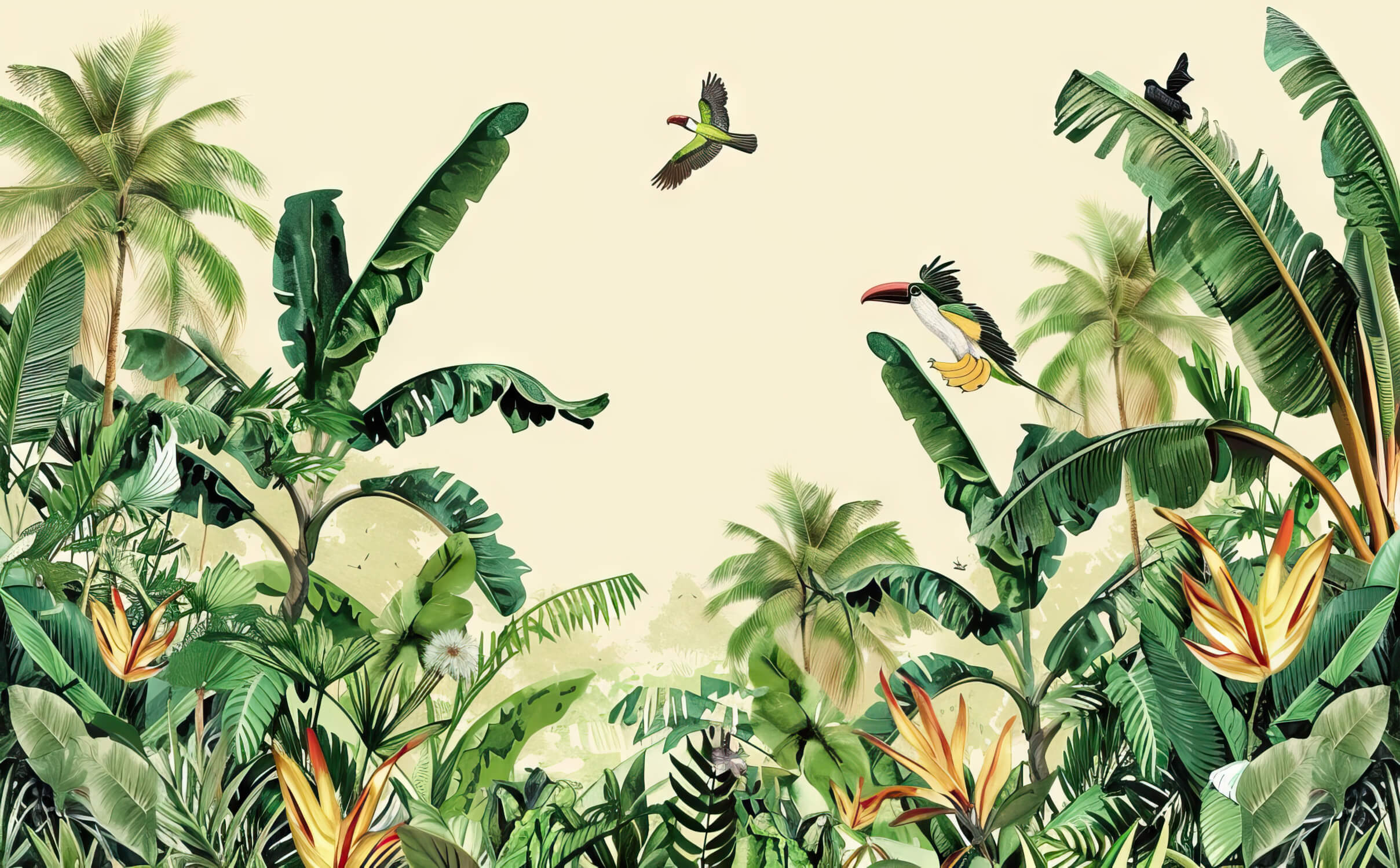 Papier Peint Aquarelle Chambre Jungle