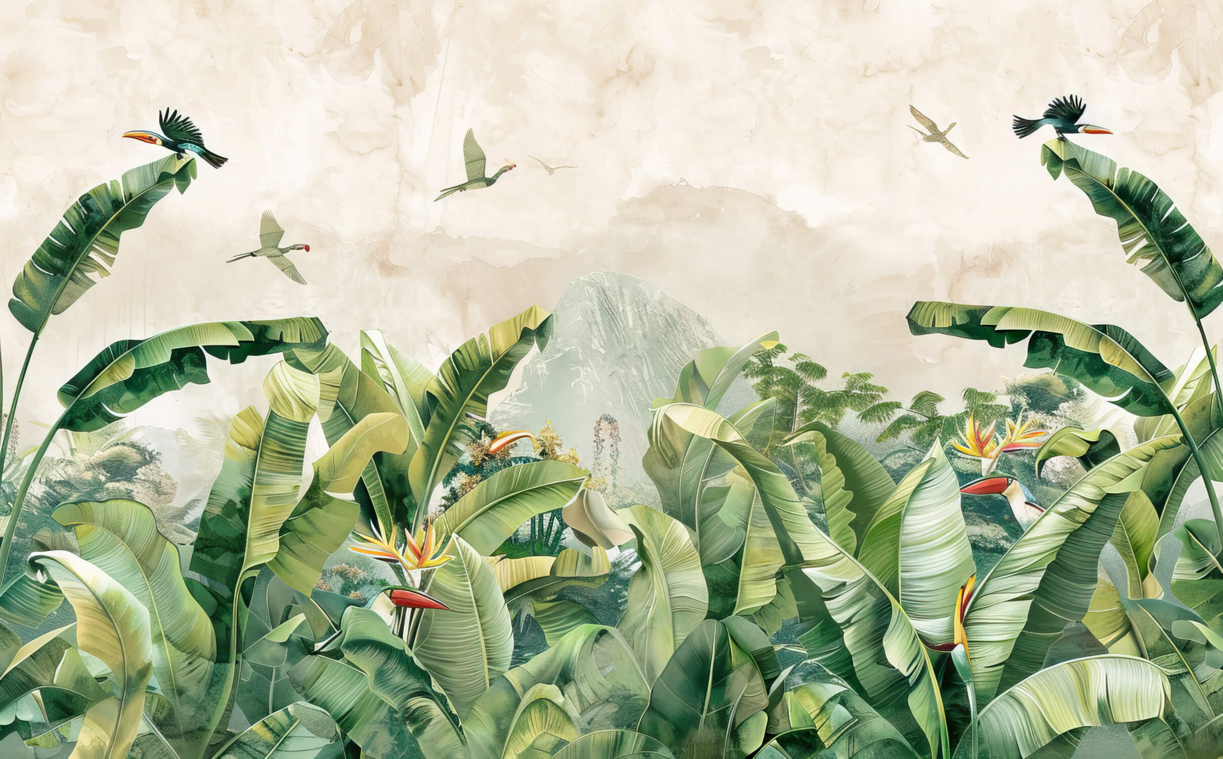 Papier Peint Aquarelle Ambiance Tropicale