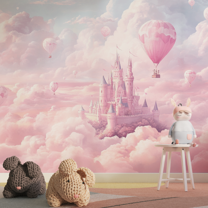 Papier peint princesse monde en rose tapisserie pour fille