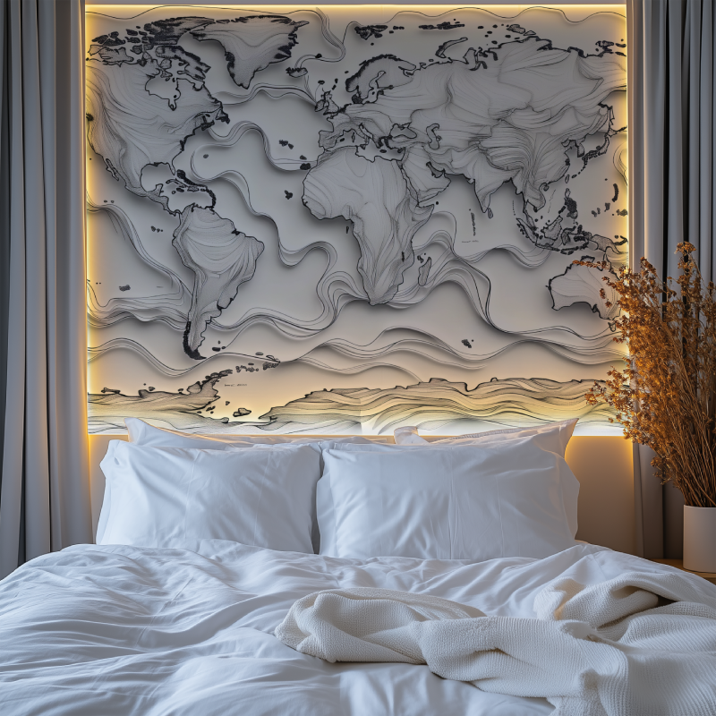 Papier peint carte du monde art design chambre tendanc