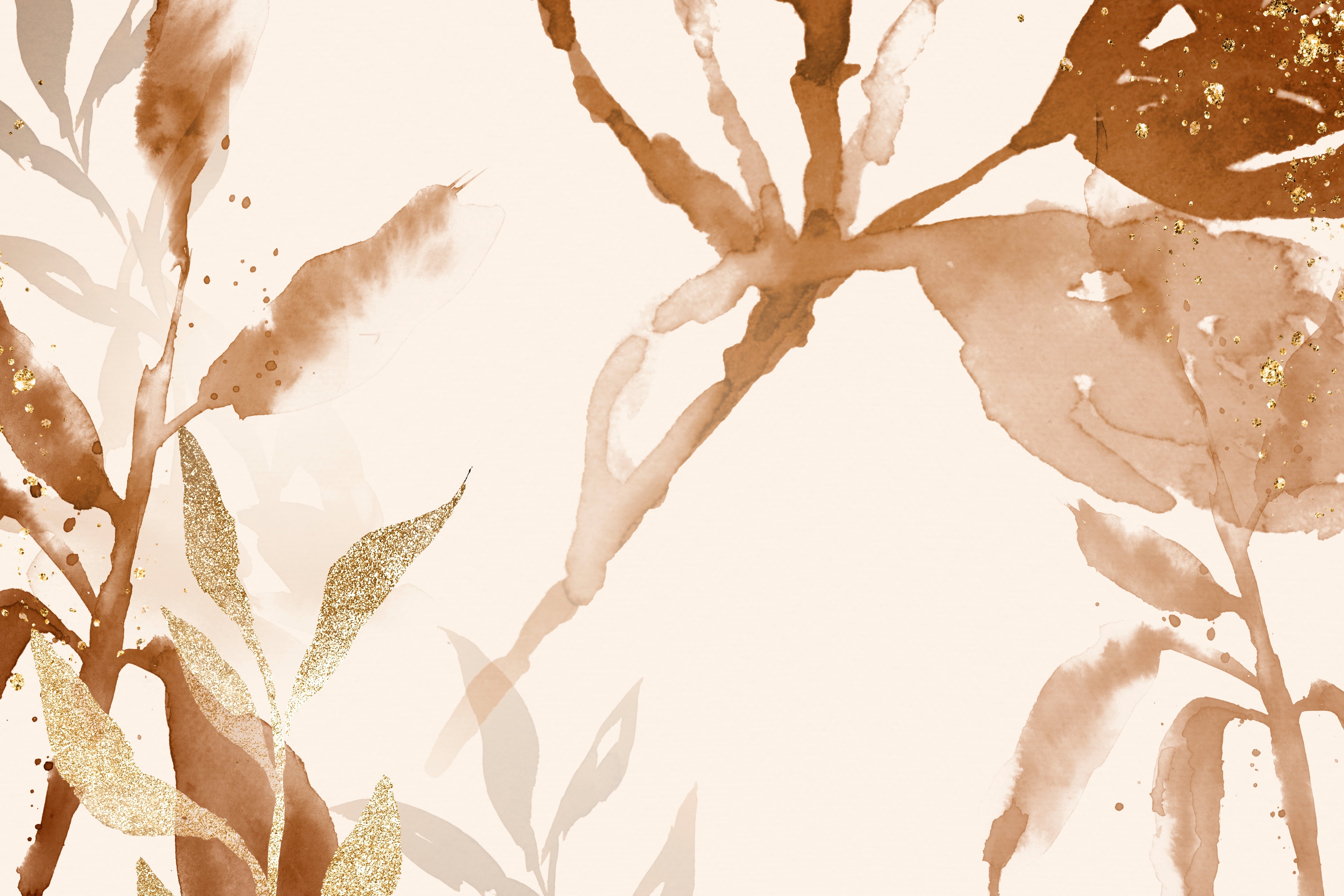 Papier peint bébé ton neutre feuilles