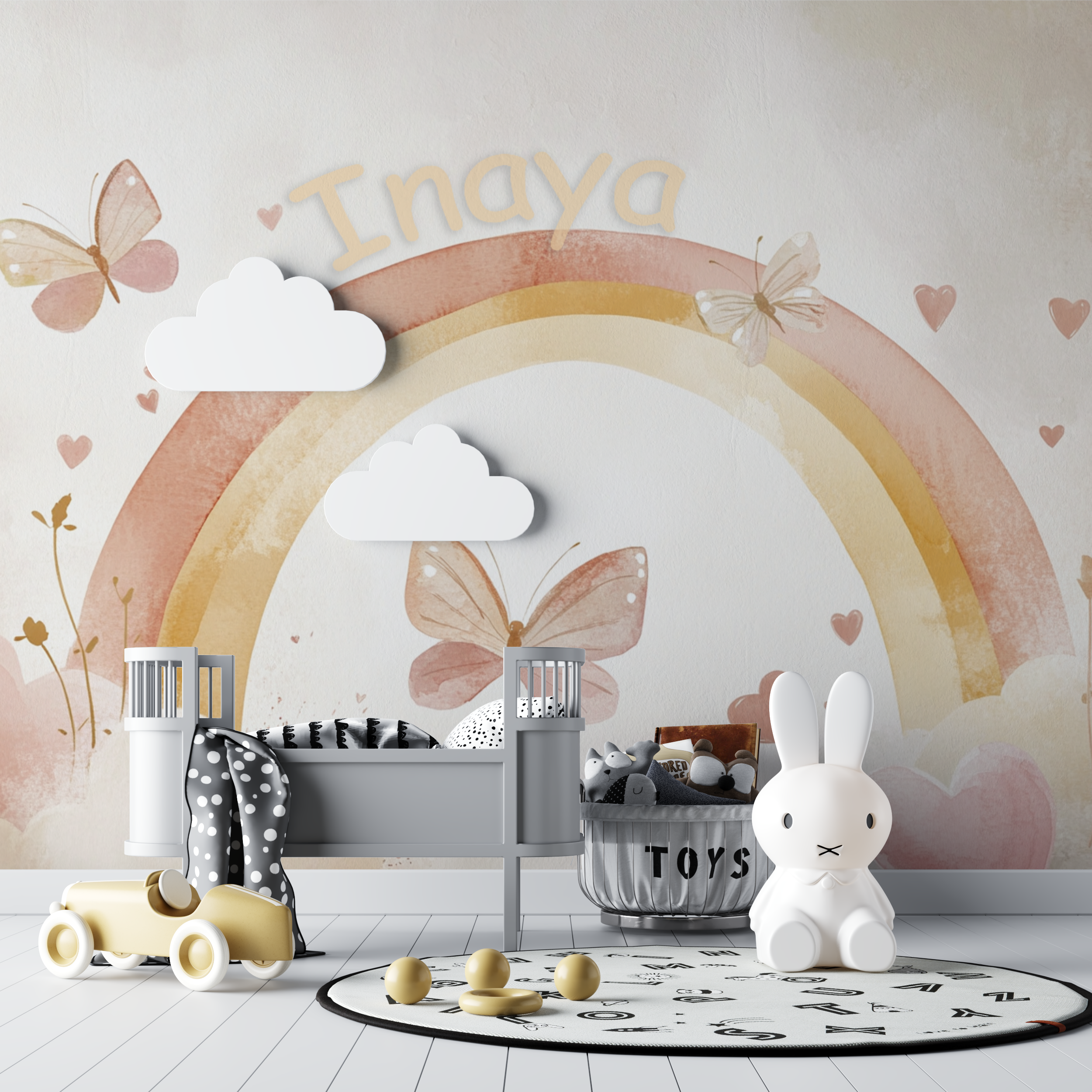 Papier peint prenom terracotta bebe tipi