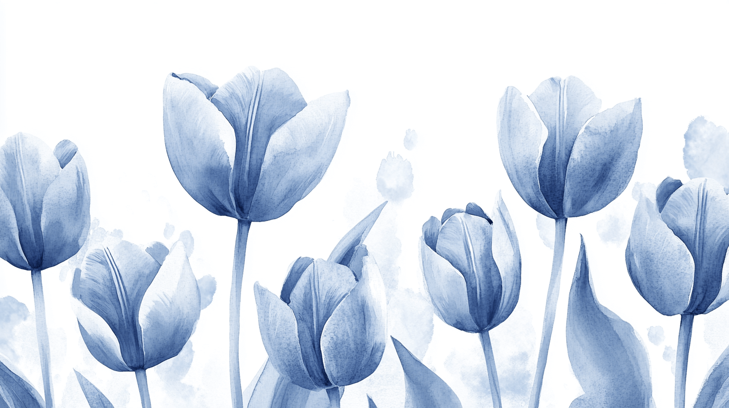 Papier Peint Aquarelle Tulipes Bleues