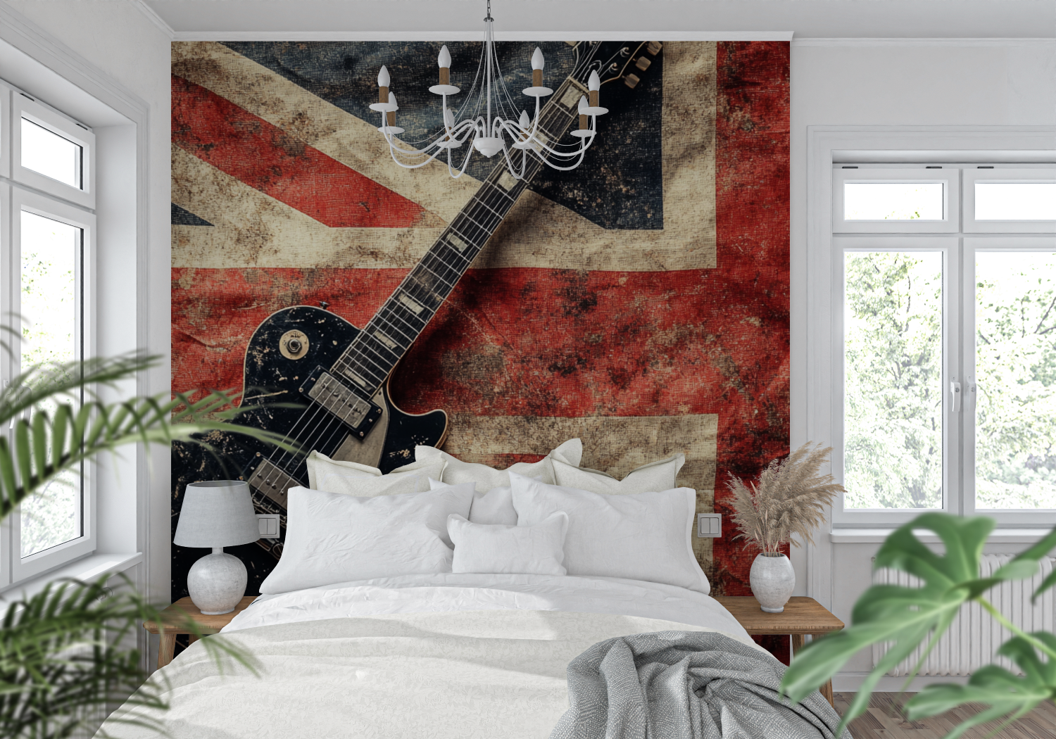 Papier peint guitare union jack tendance mur