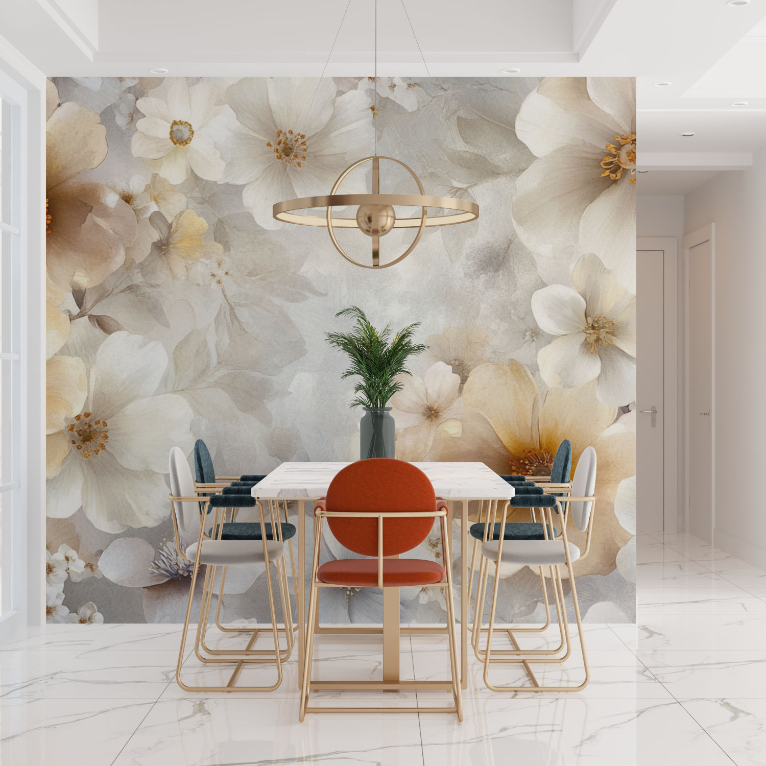 Papier peint aquarelle fleurs e...tes et delicates tendances