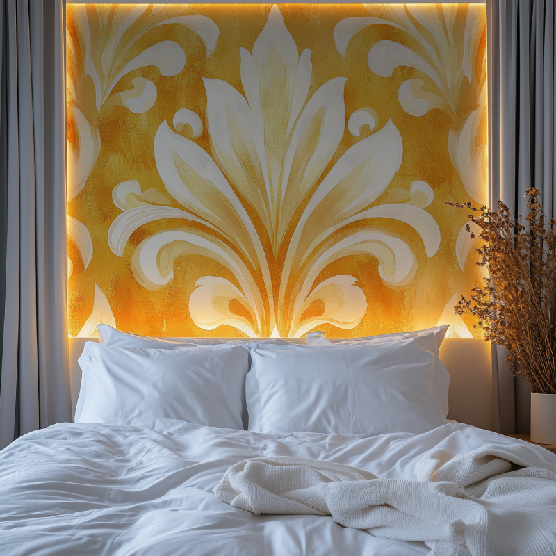 Papier peint vintage moutarde chambre premium