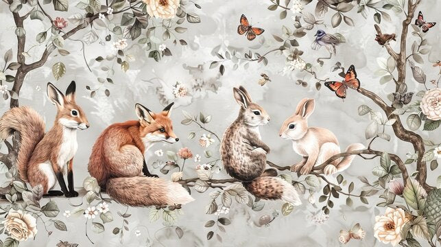Baby wallpaper animals and flowers