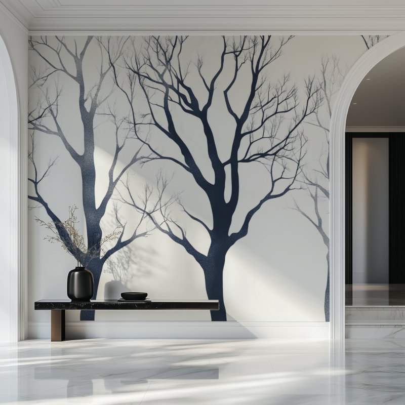 Papier peint arbre graphique salon beau