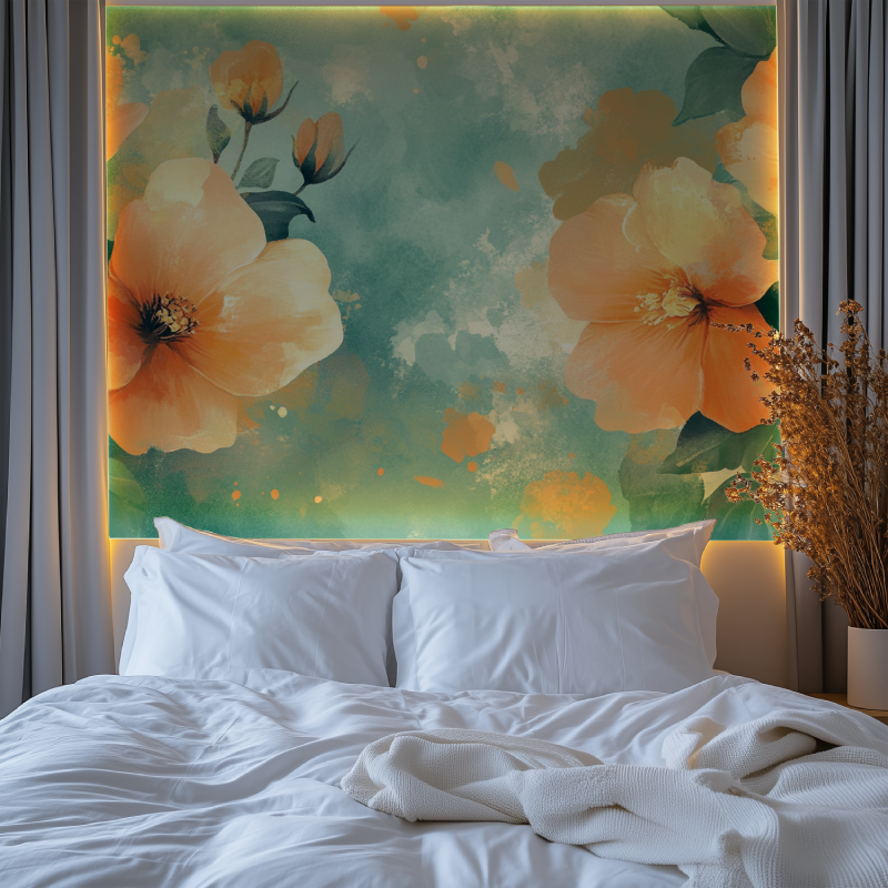 Papier peint fleur verte chambre premium