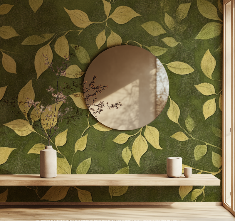 Papier peint vintage plante miroir