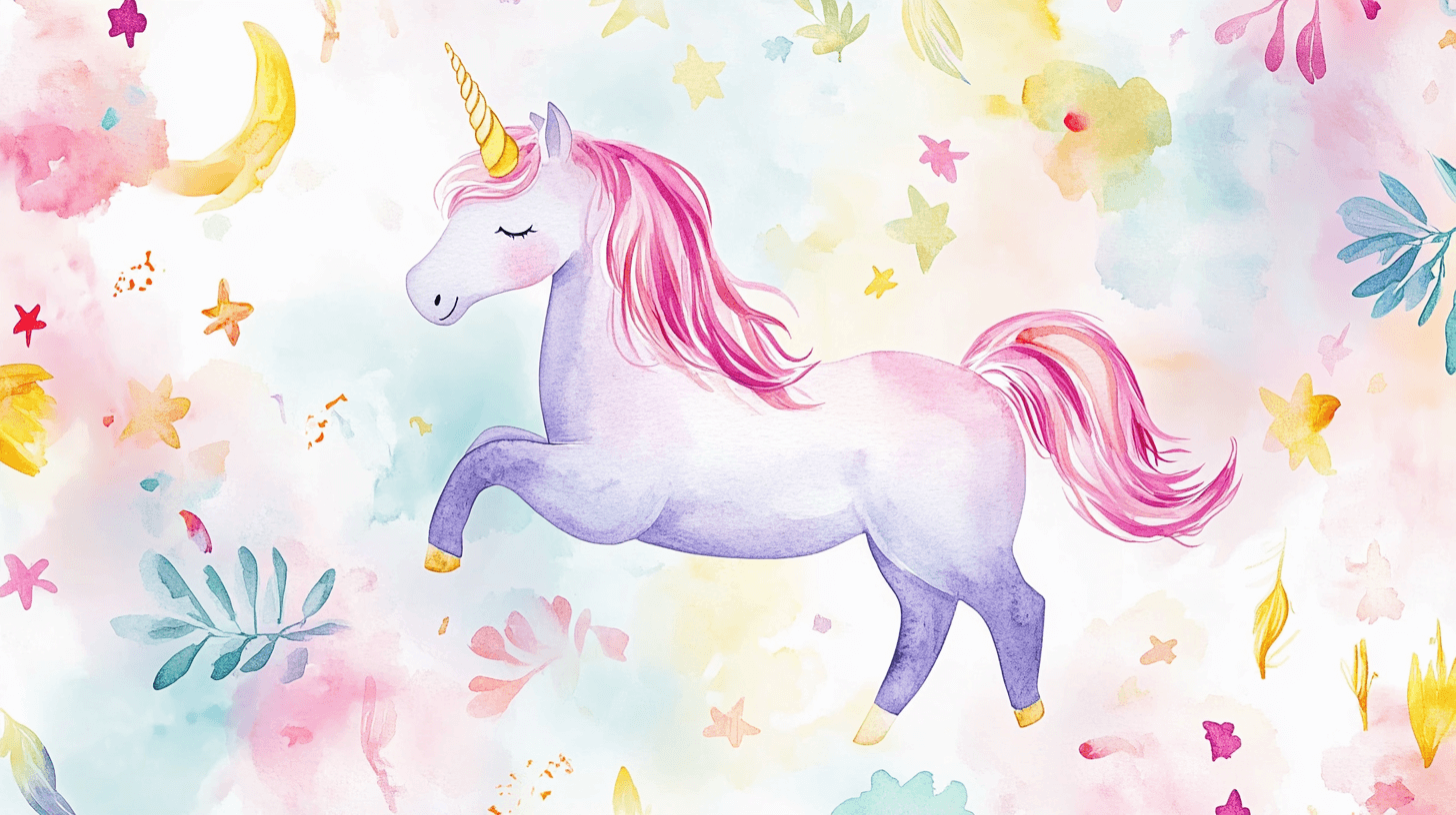 Papier Peint Déco Licorne Blanc Féérique Blanche