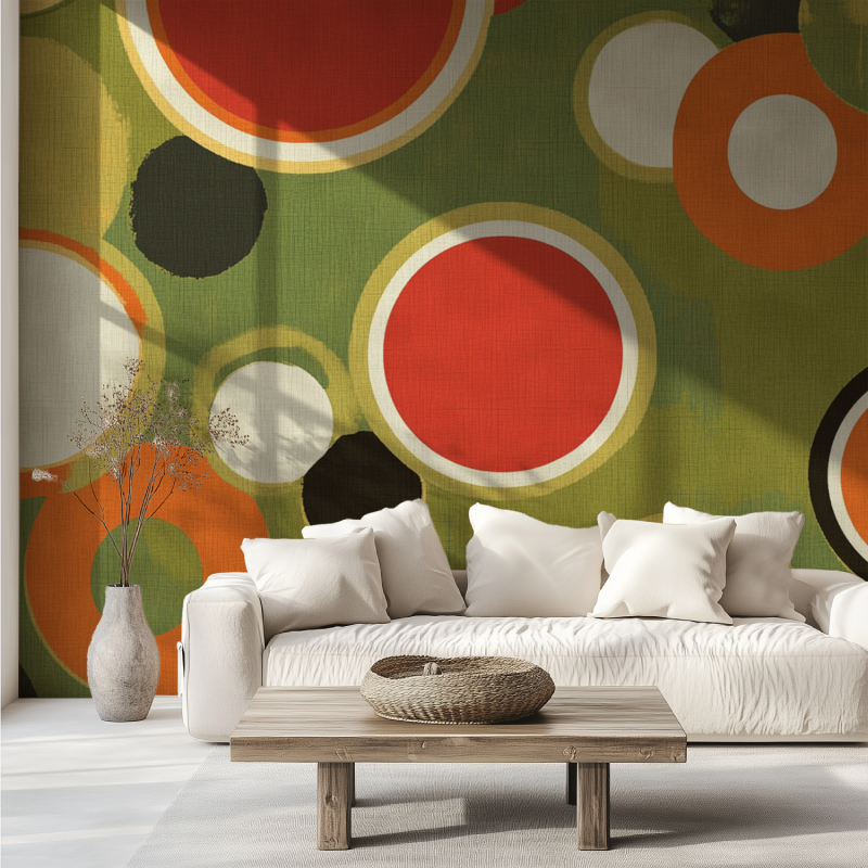 Papier peint vintage rond canape tendance