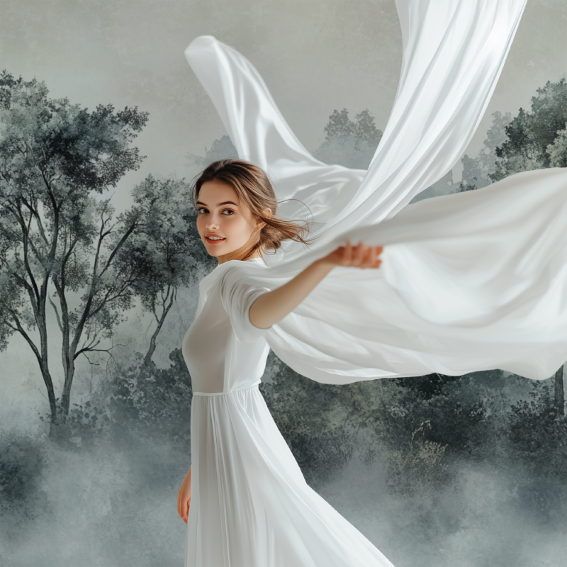 Papier peint arbre brume modele