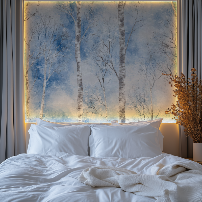 Papier peint arbre neige chambre premium