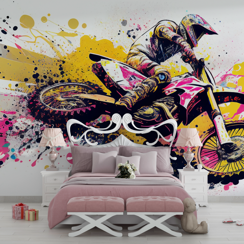 Papier peint graffiti moto cross fille chambre filles