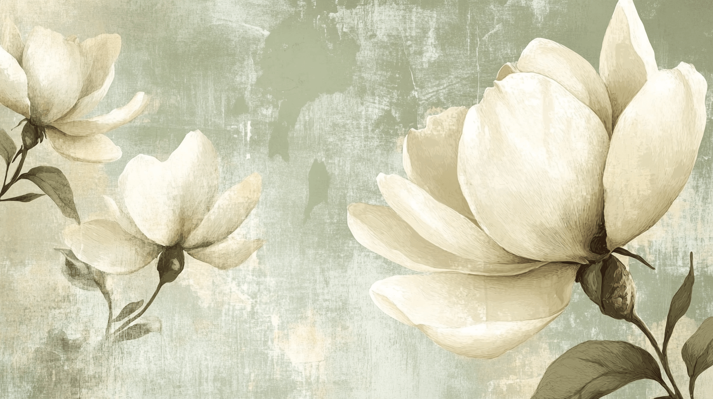 Papier Peint Fleurs Vintage Vert