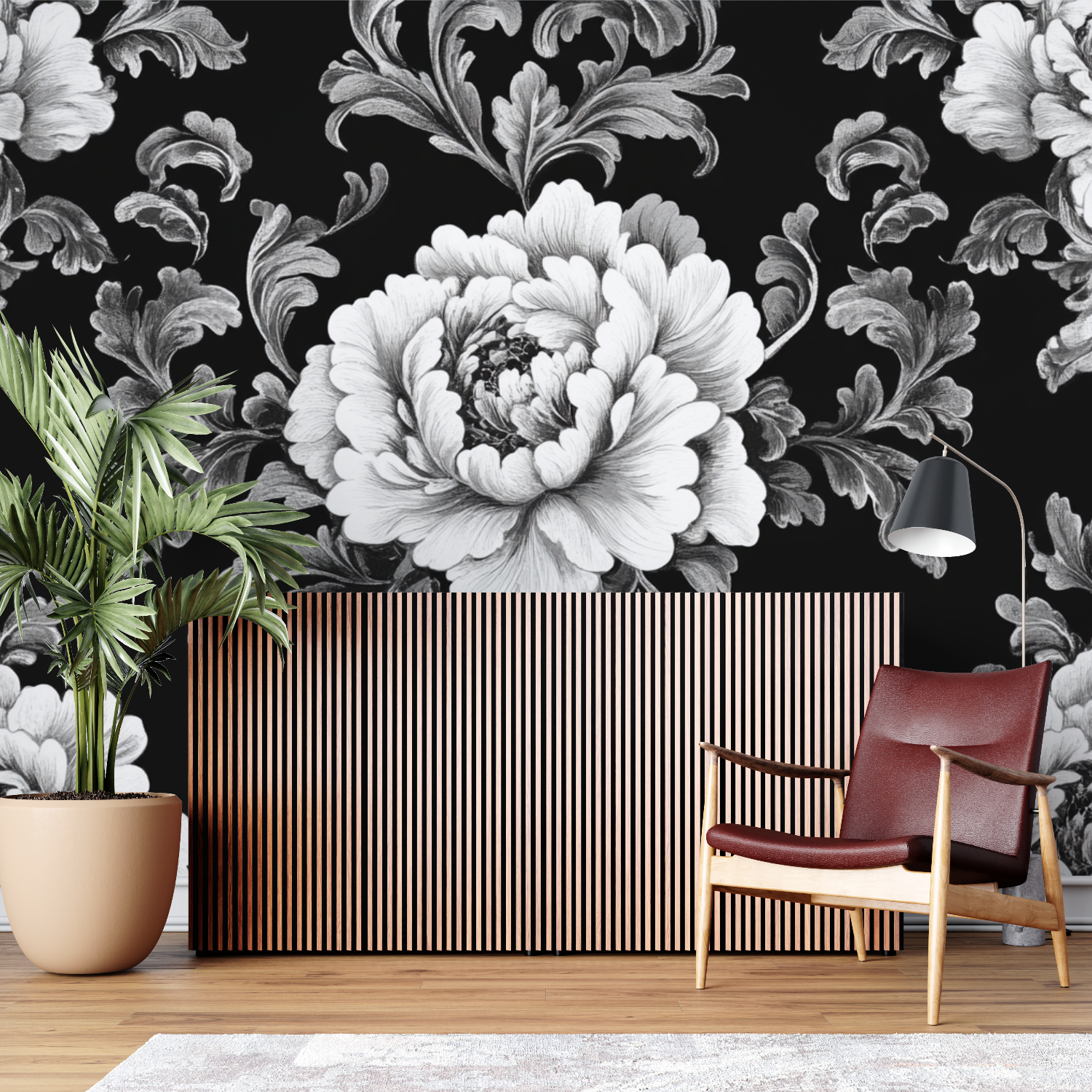 Papier peint vintage noir et blanc sur mesure