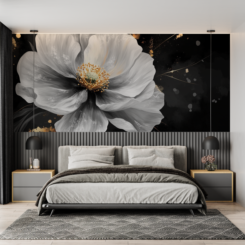 Papier peint aquarelle grande f... expressive chambre adulte