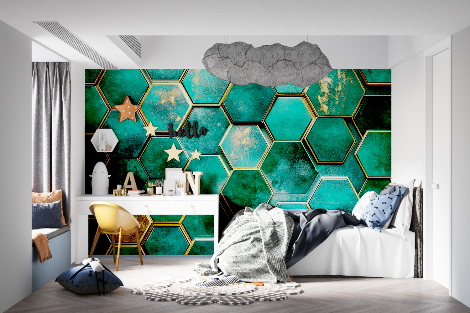 Papier peint effet neon gaming room tapisseries murale