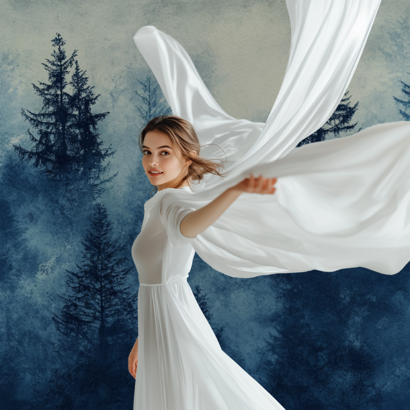 Papier peint arbre bleu nuit modele