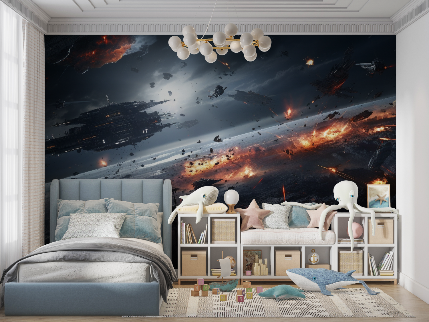 Papier peint bataille star wars panoramique garcon