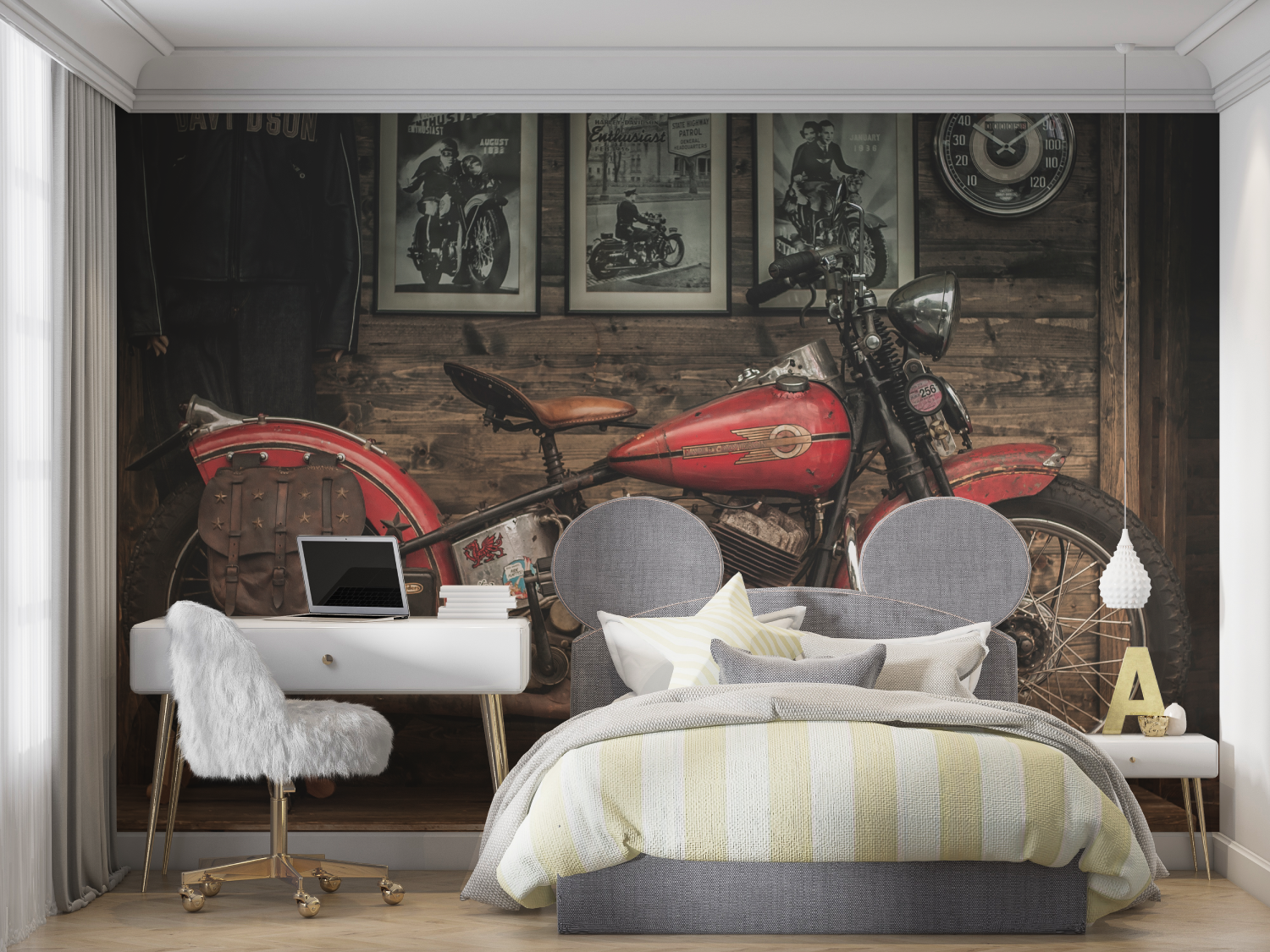 Papier peint moto americaine mur chambre panoramique