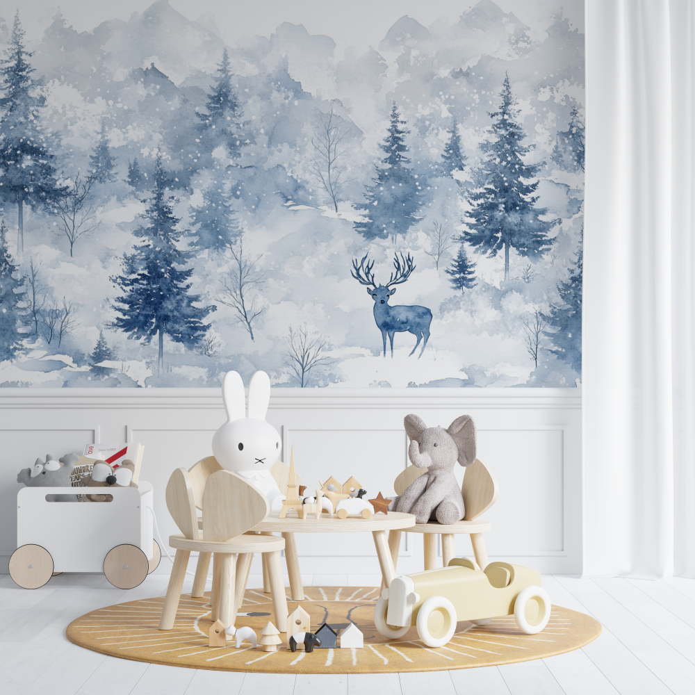 Papier peint foret en hiver chambre de bebe