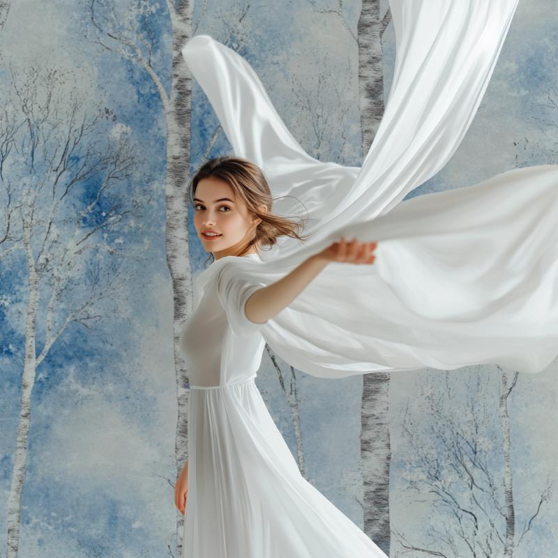 Papier peint arbre neige modele