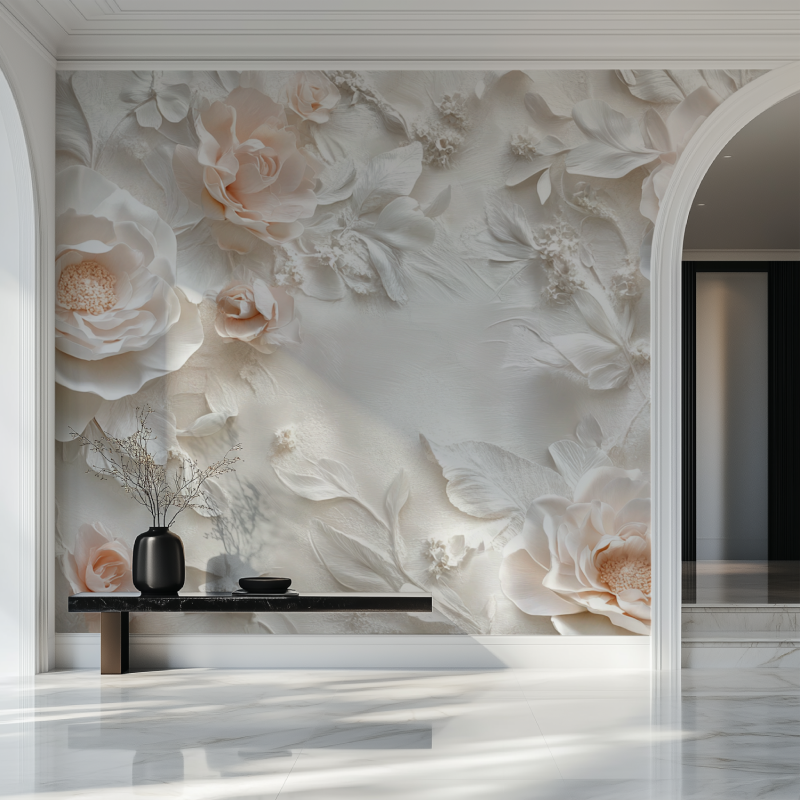 Papier peint fleur 3d salon beau