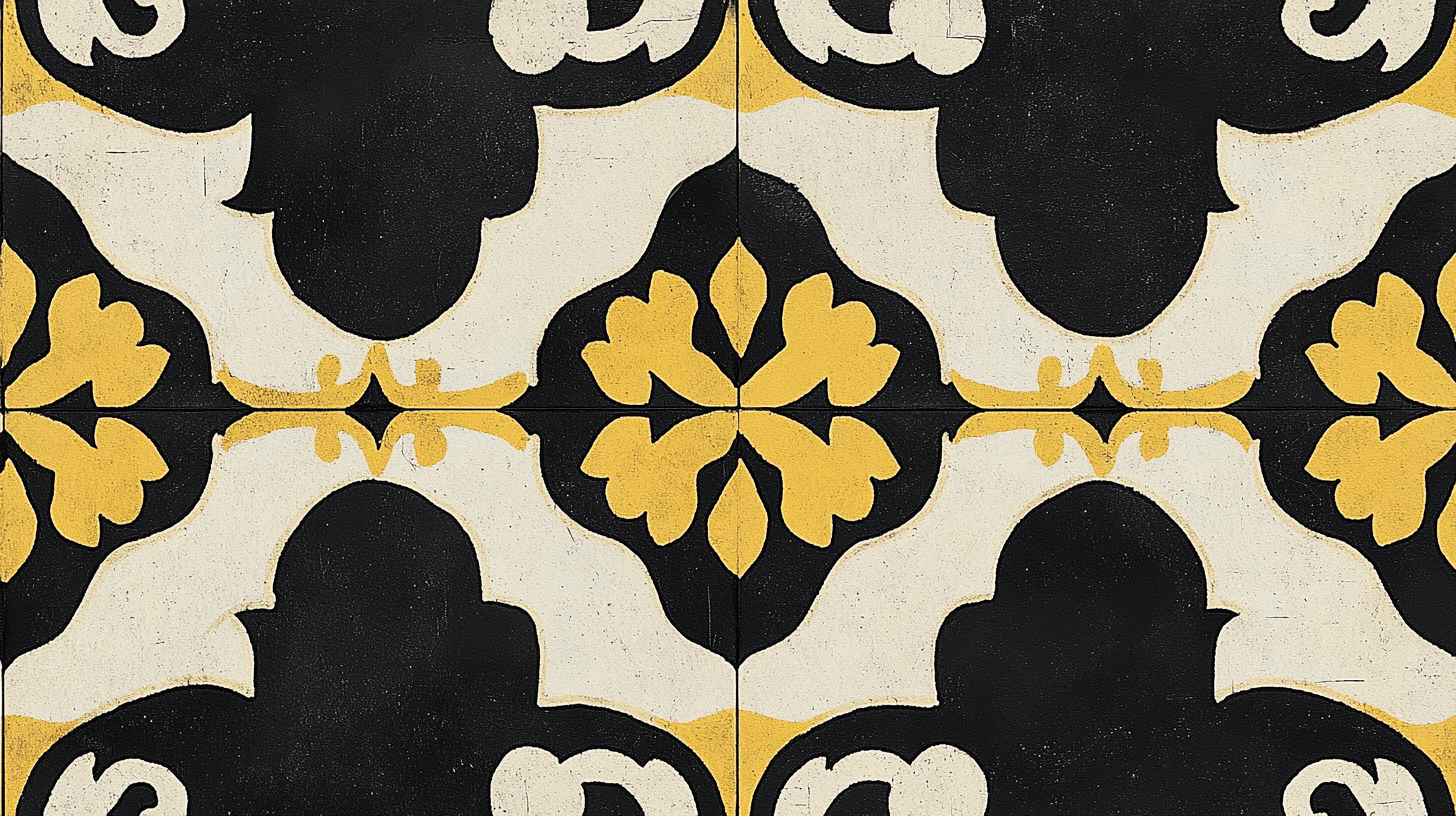 Papier Peint Vintage Jaune Moutarde Et Noir