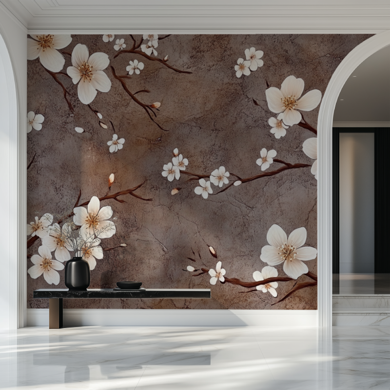 Papier peint fleur de cerisier action salon beau