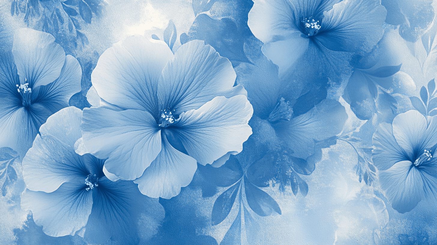 Papier Peint Vintage Fleur Bleu