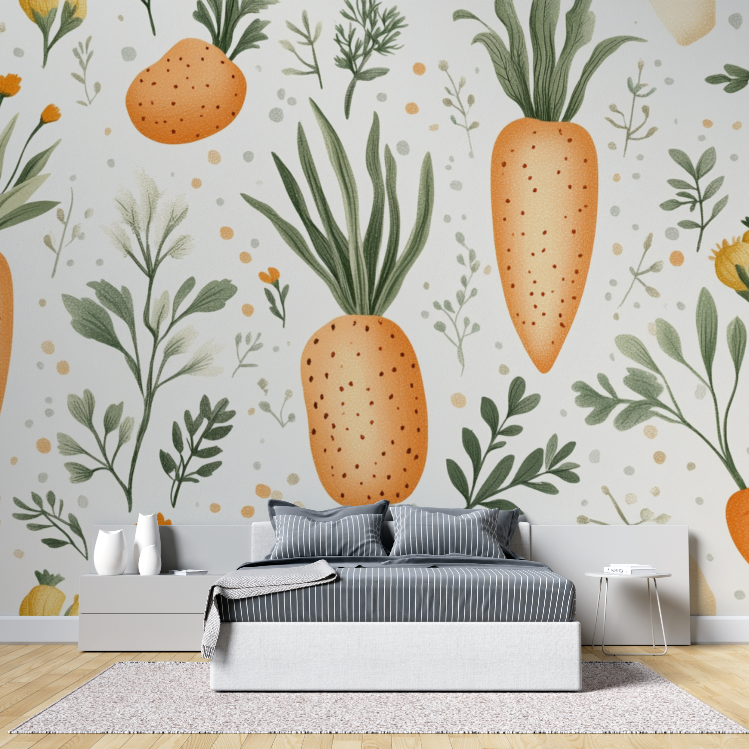 Papier peint fleur de carotte tete de lit
