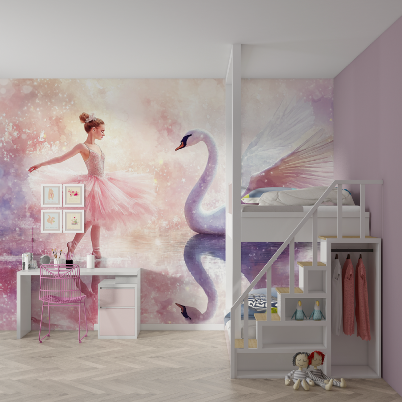 Papier peint princesse cygne no...allerine mur chambre fille