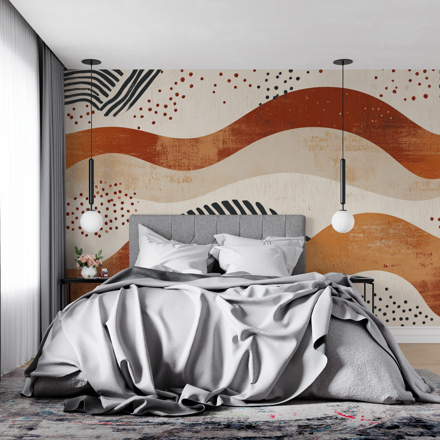 Papier peint terracotta inspiration japandi 4murs