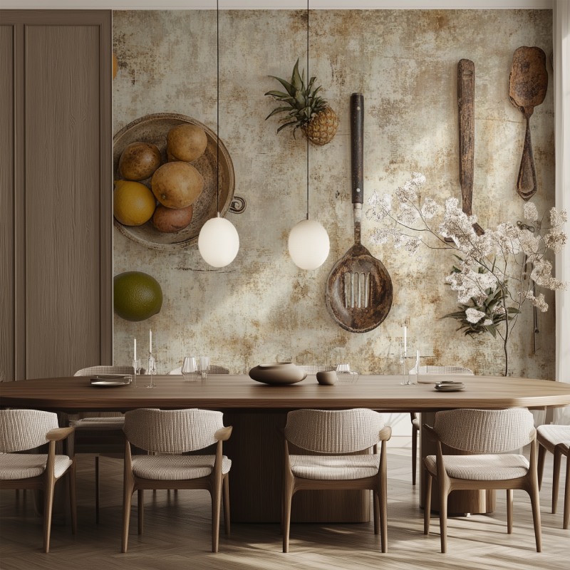 Papier peint vintage cuisine salle manger tendance