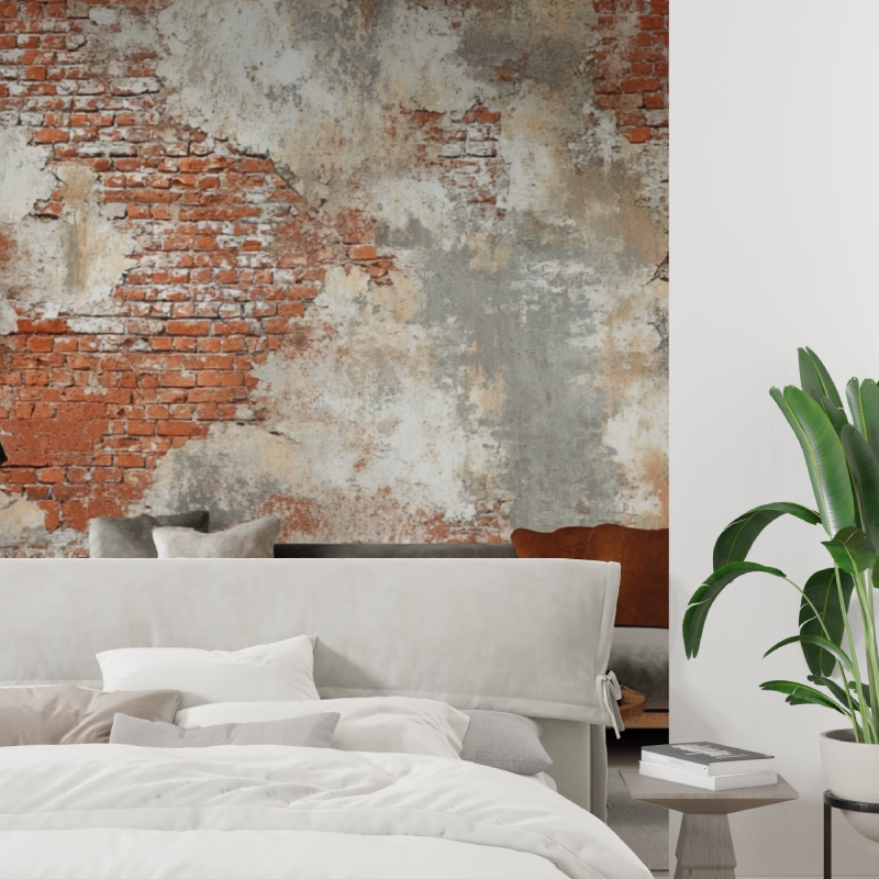 Papier peint trompe loeil brique tapisserie tendance