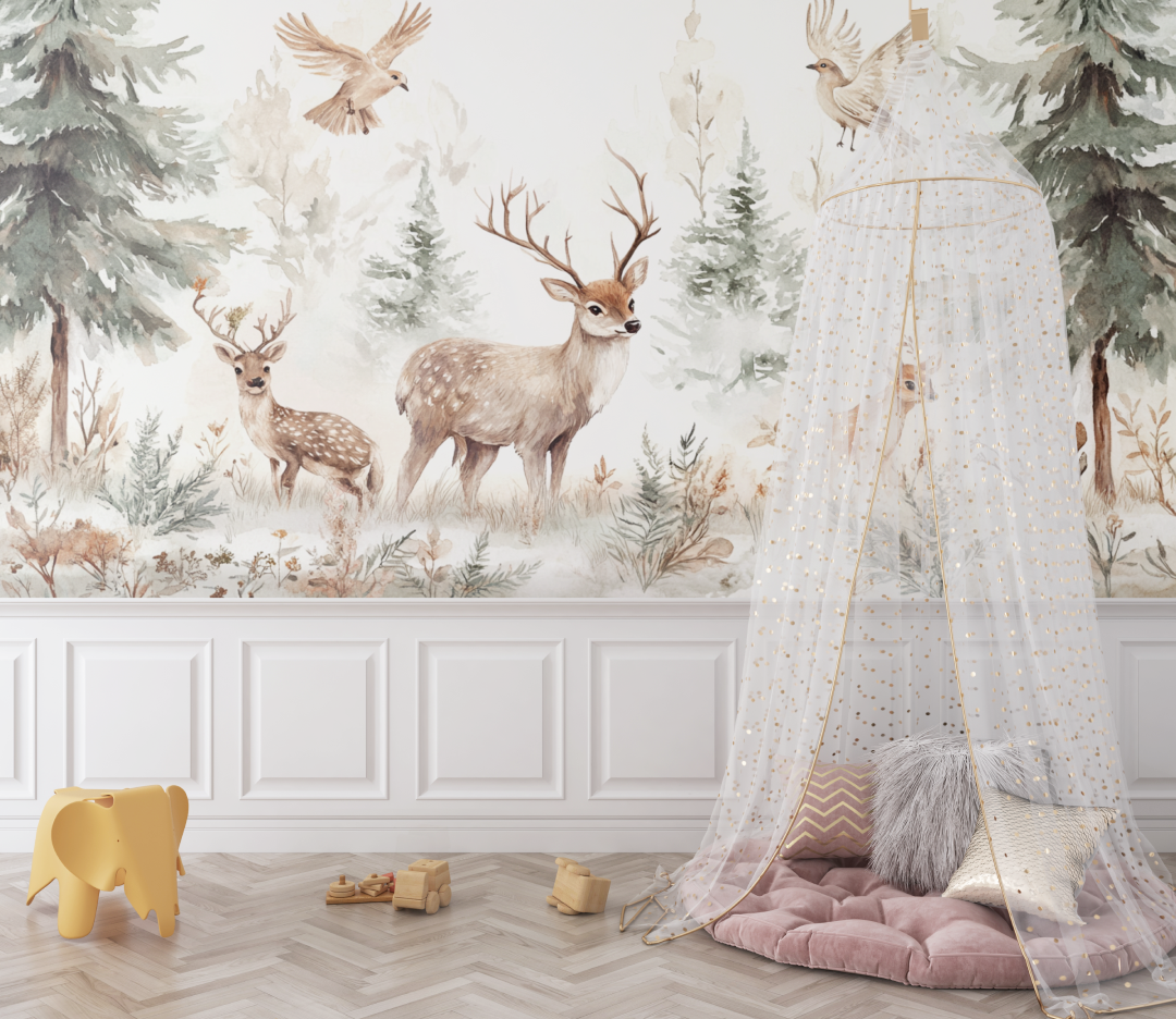 Papier peint animaux foret bebe enchante bebe