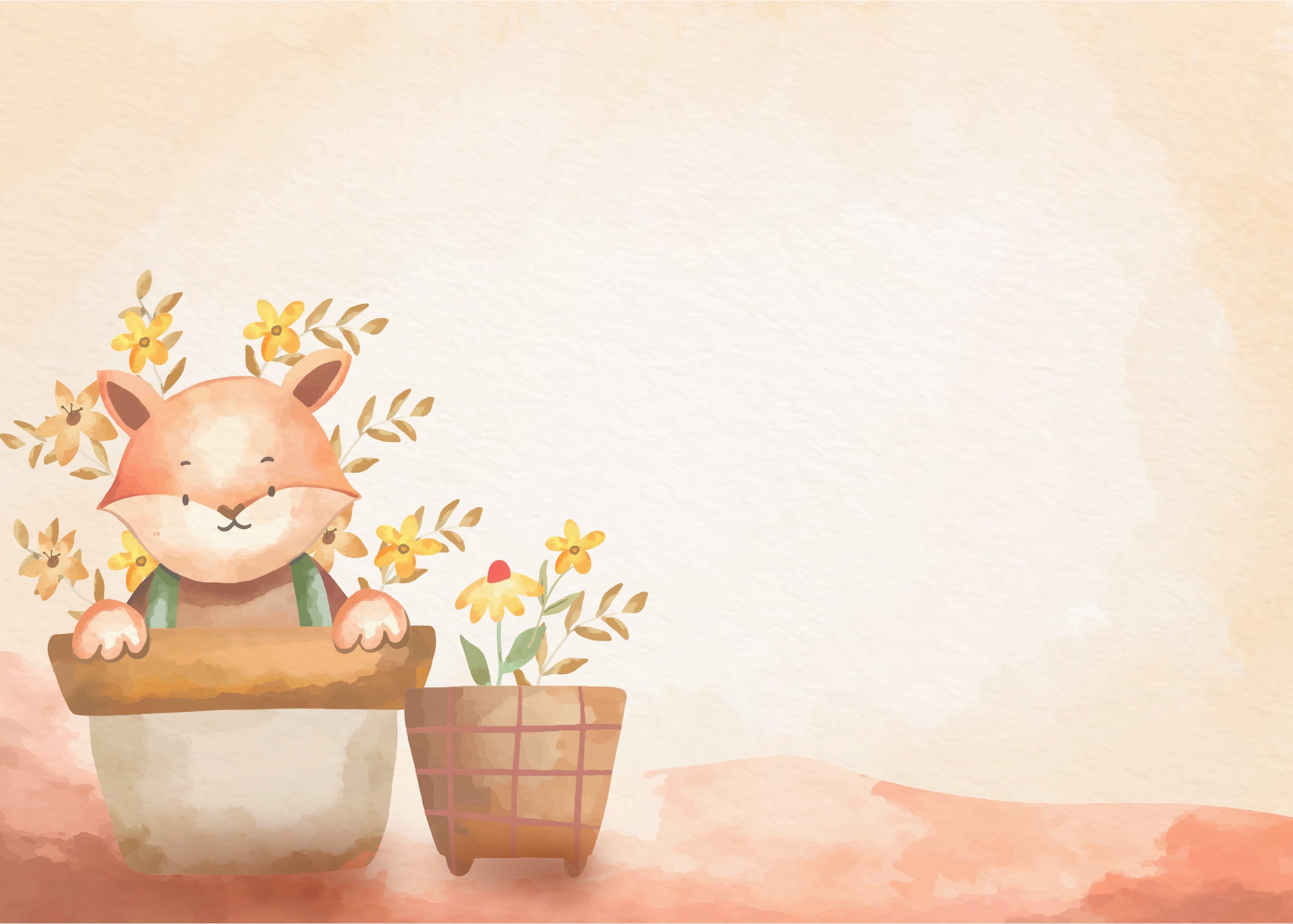 Papier peint bébé renard aquarelle